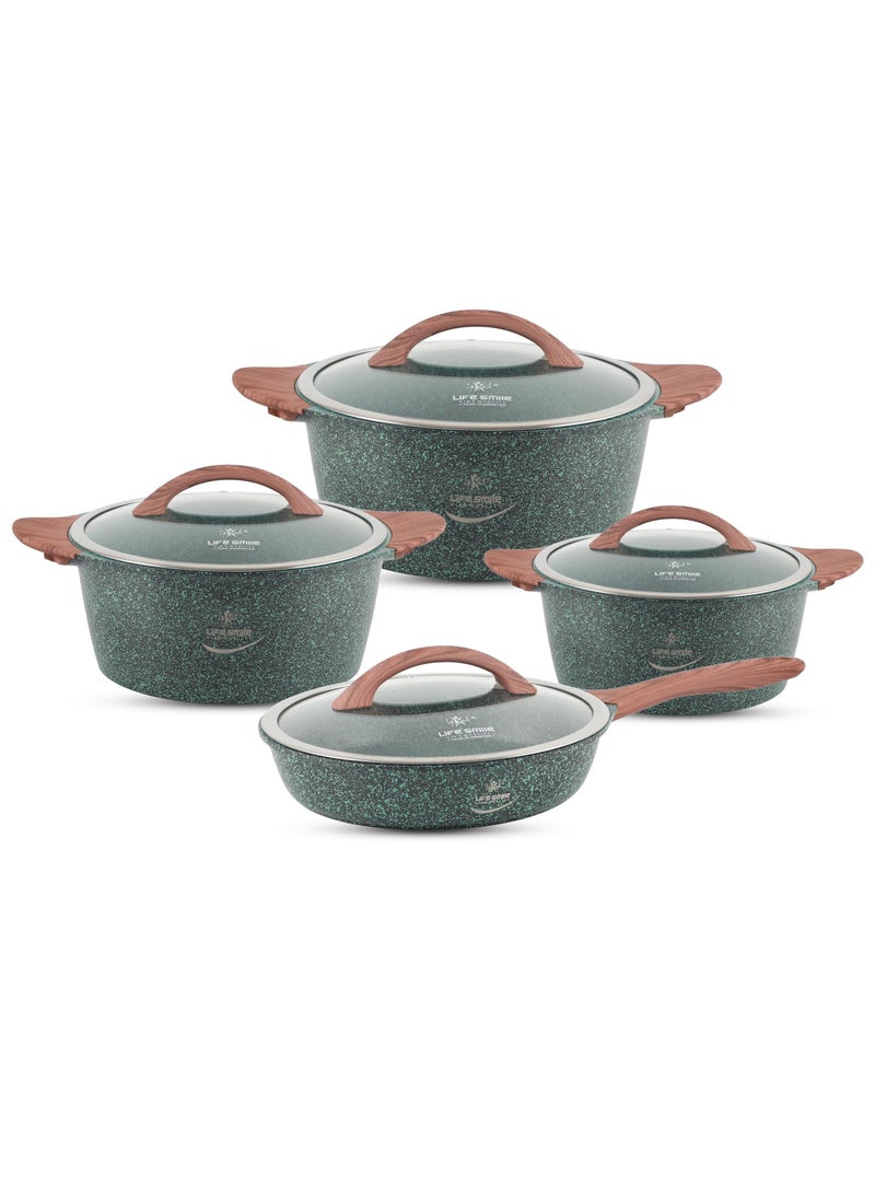 Life Smile 8-Piece Granite Cookware Set Kitchen Pots and Pans Set Includes Stock Pots and Frying Pan Non Stick Cookware Sets Healthy 100% PFOA & PFAS Free  - Image 1
