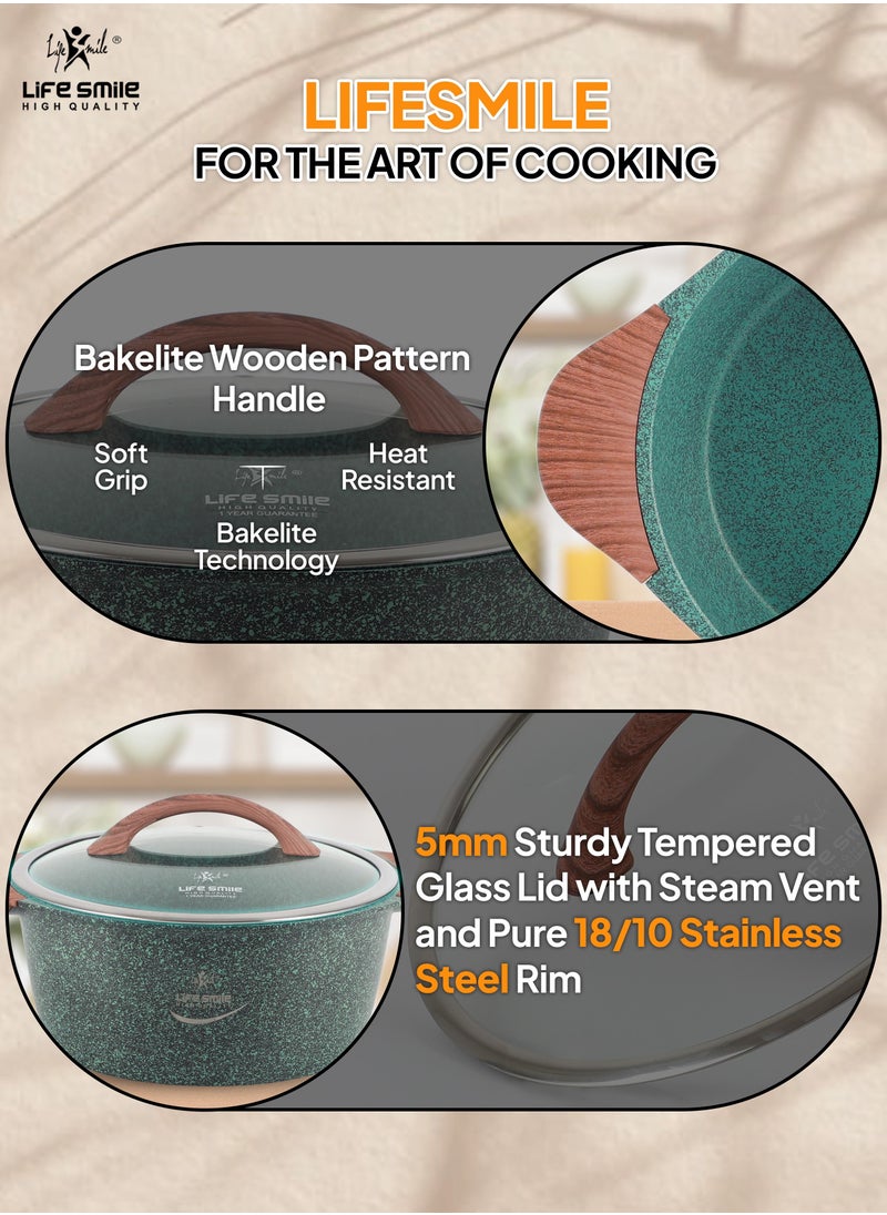 Life Smile 8-Piece Granite Cookware Set Kitchen Pots and Pans Set Includes Stock Pots and Frying Pan Non Stick Cookware Sets Healthy 100% PFOA & PFAS Free  - Image 4