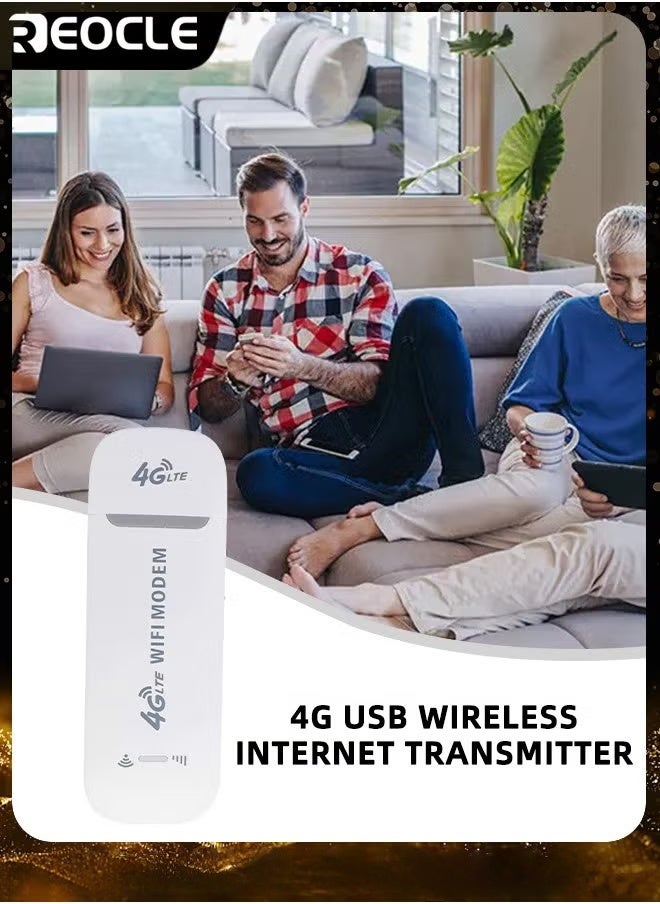 REOCLE 4G LTE USB Network Adapter Wireless WiFi Hotspot Router Modem Stick with Plug and Play & WiFi Hotspot Sharing Function Mobile Travel WiFi Modem Dongle for Phone Computer  - Image 1