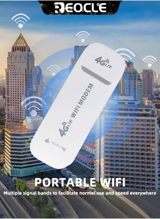REOCLE 4G LTE USB Network Adapter Wireless WiFi Hotspot Router Modem Stick with Plug and Play & WiFi Hotspot Sharing Function Mobile Travel WiFi Modem Dongle for Phone Computer  - Image 2