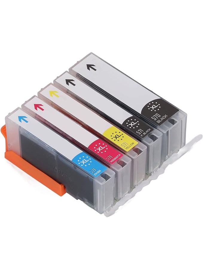 High Capacity Colorfast Black And Color Ink Cartridge Set Compatible With Pi X Ma Printers 5 Colors - Image 1