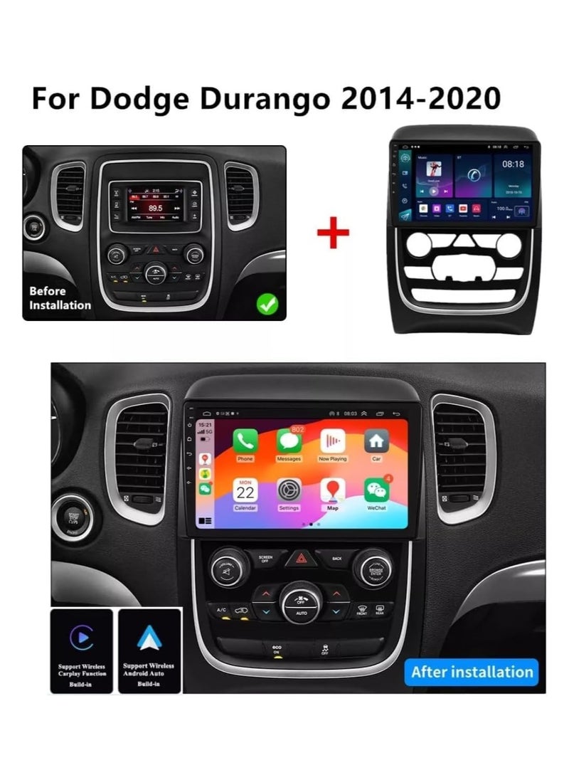 Android Car Stereo for Dodge Durango 2014 2015 2016 2017 2018 2019 2020 2GB RAM 32GB ROM 9 Inch Support Apple Carplay, MirrorLink WiFi BT, IPS Touch Screen with AHD Camera Included