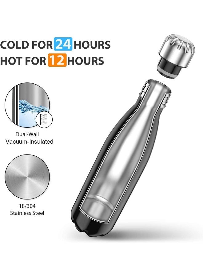 Nessan 500ml Sport Water Bottle Vacuum Insulated Stainless Steel Sport Water Bottle Leak Proof Double Wall Cola Shape Water Bottle, Keep Drinks Hot & Cold Black - Image 5