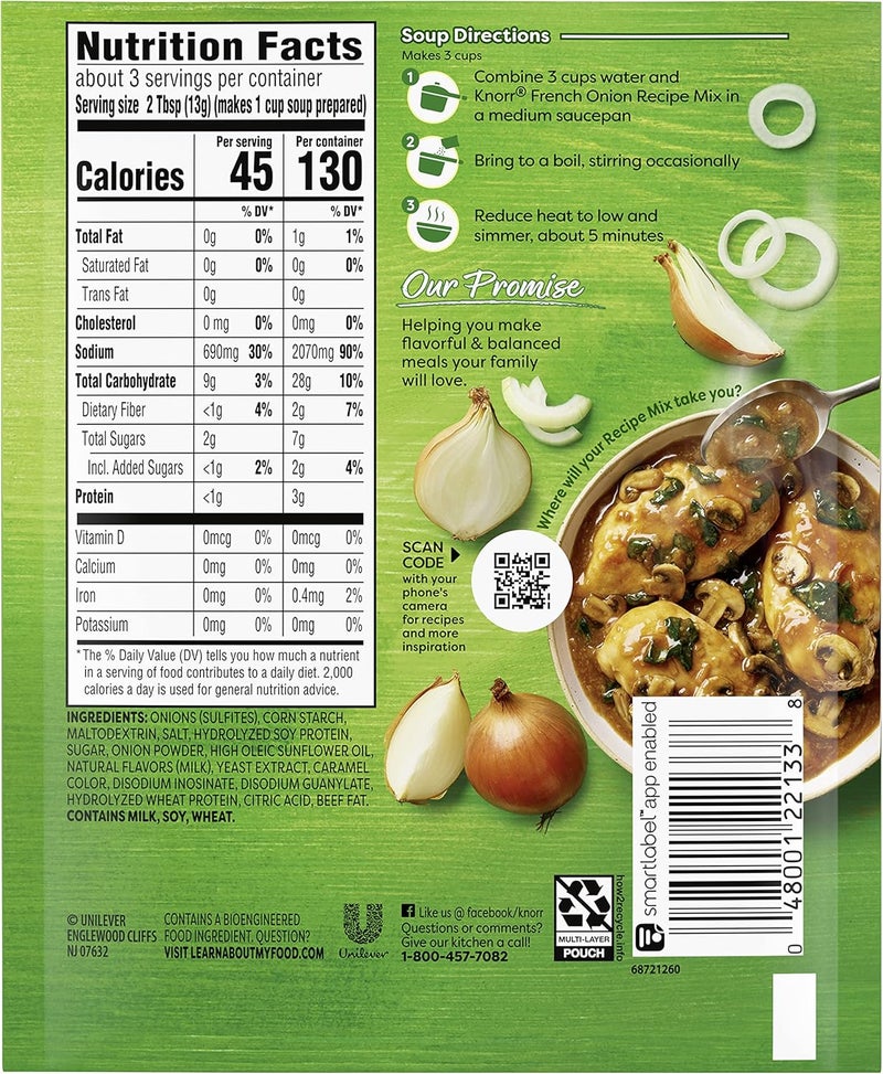 Knorr Soup Mix and Recipe Mix For Soups, Sauces and Simple Meals French Onion No Artificial Flavors 1.4 oz, Pack of 12 - Image 2