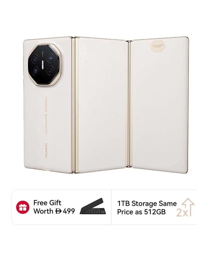 Mate XT Super Slim Tri-Fold Design Smartphone, 16GB+1TB, Advanced Precision Hinge System, Ultra Aperture XMAGE Camera, 10.2-inch Hi-Res HUAWEI X-True Display + MultiView in One, White + Gifts