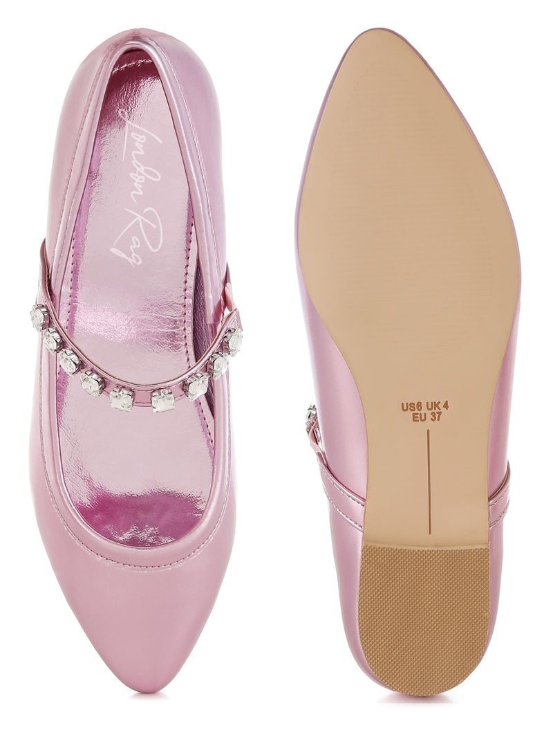 لندن راج راقصة باليه ماري جين المعدنية باللون الوردي - Image 4