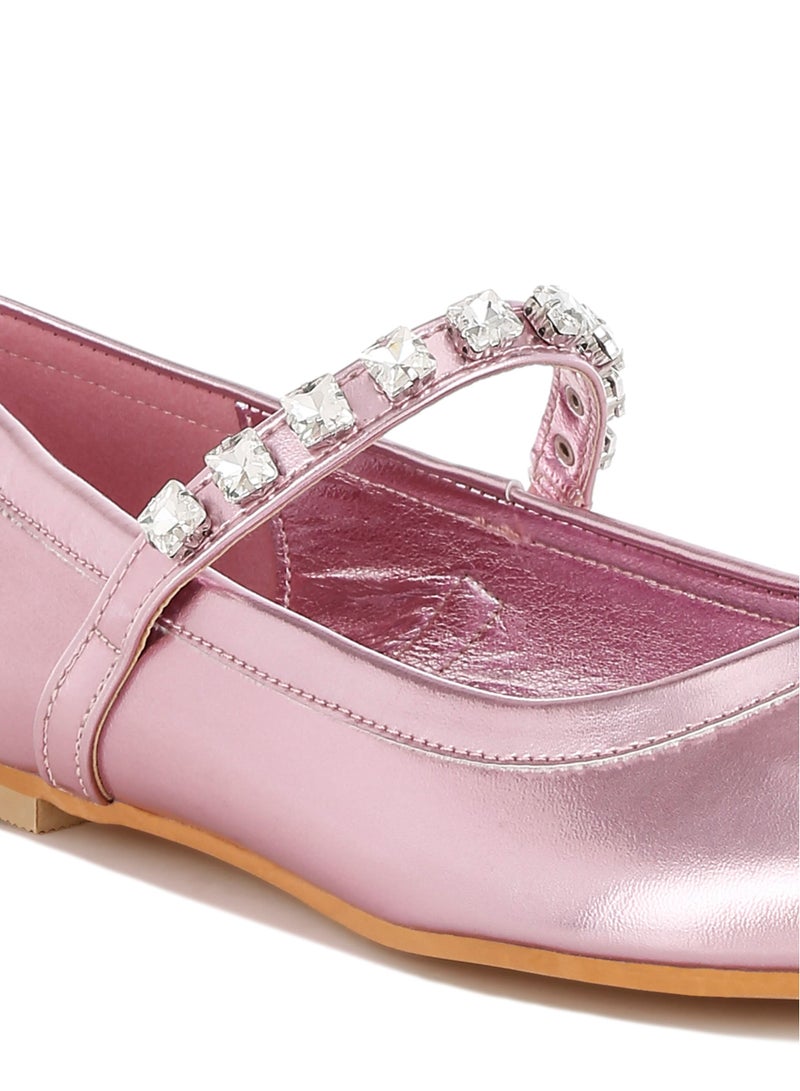 لندن راج راقصة باليه ماري جين المعدنية باللون الوردي - Image 5