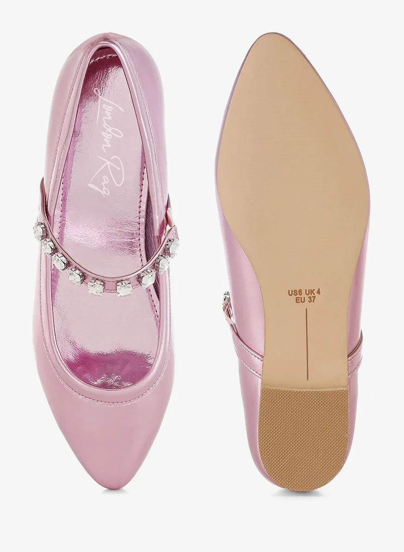 London Rag Pink Metallic Mary Jane Ballerinas in Pink for Women | Best Price UAE