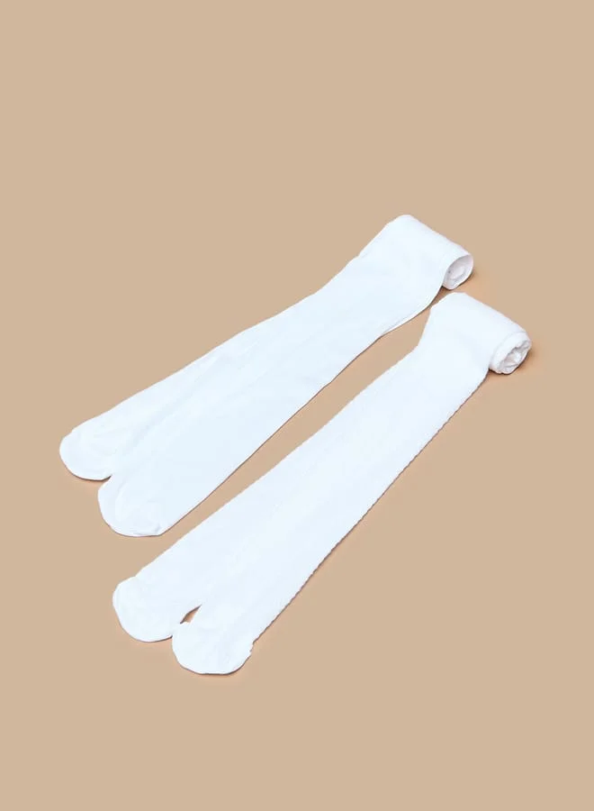 ليتل ميسي Girls Textured Tights with Elasticated Hem - Set of 2