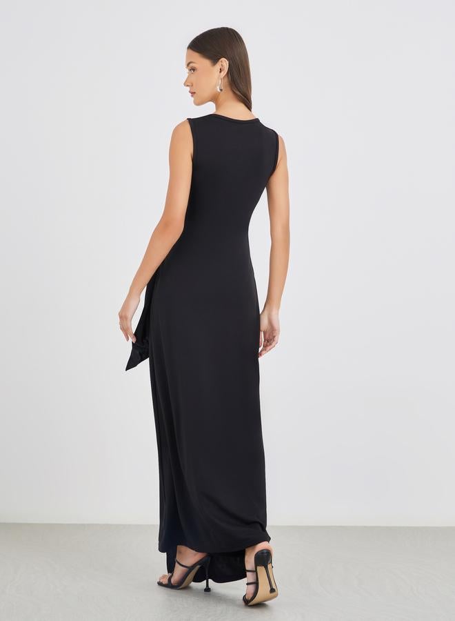 Styli Plain Strappy Sheath Maxi Dress with Buckle - Image 5