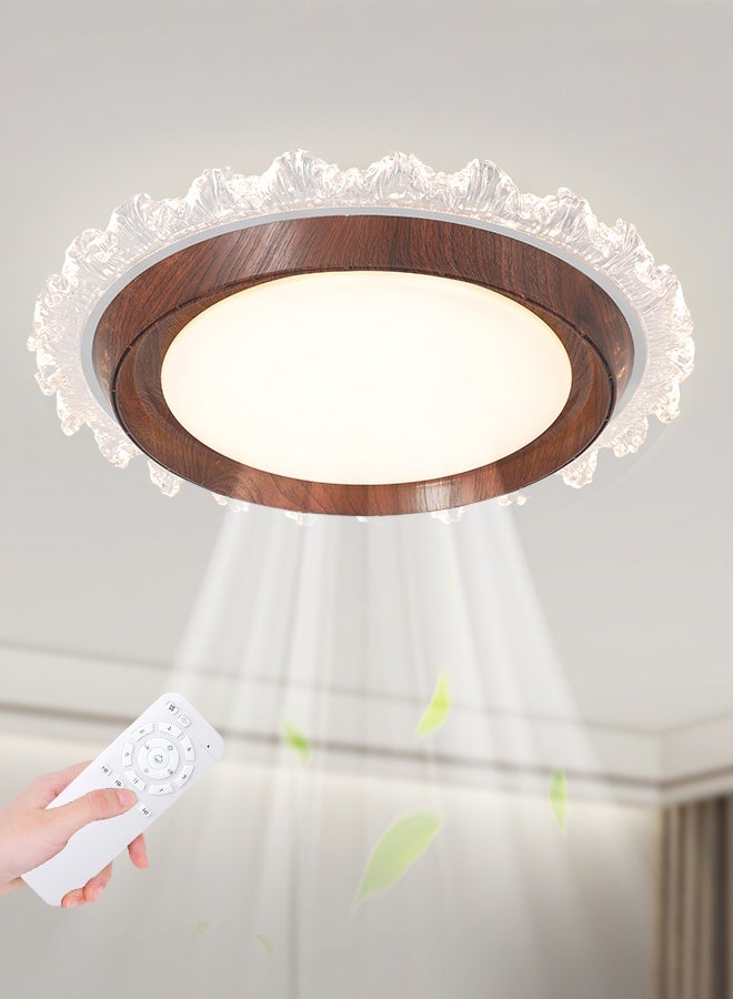 YATAI LIGHTING Bladeless Flush Mount Ceiling Fan with Light, 19.6-Inch LED Dimmable Ceiling Fan Light, Remote Control, 3 Color Temperature, Walnut Finish for Bedroom Living Room - Image 1