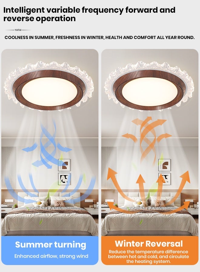 YATAI LIGHTING Bladeless Flush Mount Ceiling Fan with Light, 19.6-Inch LED Dimmable Ceiling Fan Light, Remote Control, 3 Color Temperature, Walnut Finish for Bedroom Living Room - Image 5