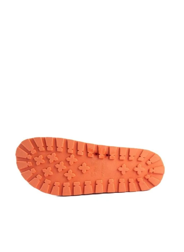 Voices Folk Women'S Birken Style Sandal With Adjustable Strap - Orange/White