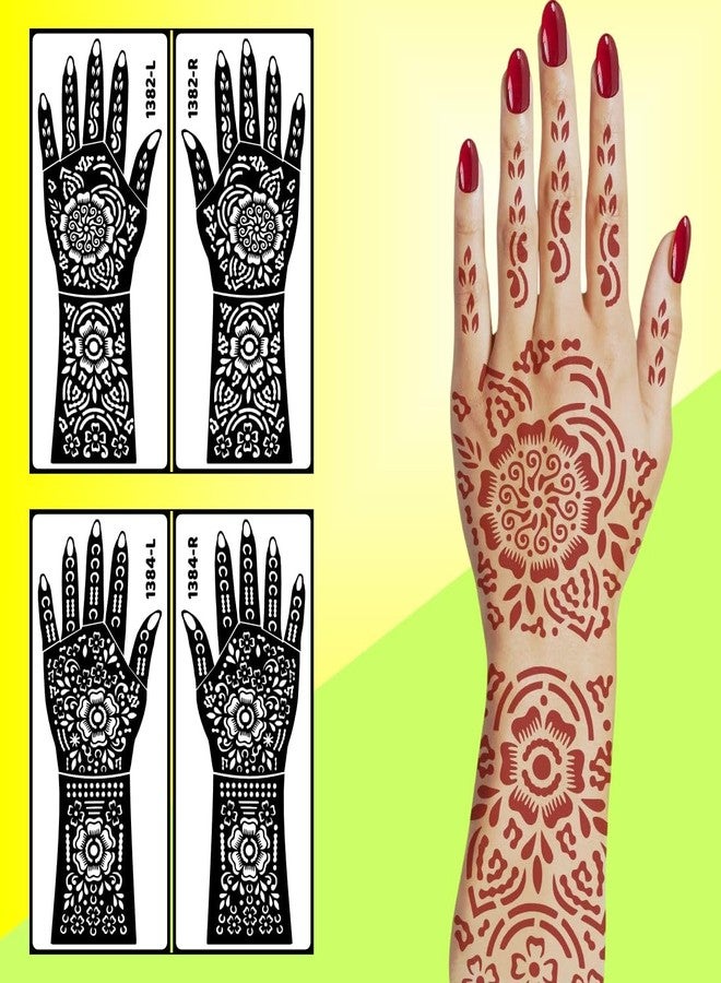 ORDERSHOCK Quick Backhand & Front Hand Mehndi Stencil Stylish Floral Design Henna Stencil Sticker for Beginners - Image 3