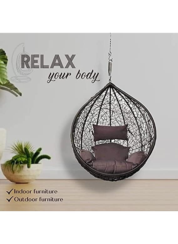 ANAND INDIA GROUPS ANAND INDIA GROUPS Polyester Designer Cushion for Hanging Swing Chair for Outdoor Egg Swing ChairGarden Swing Seat Padded Pillow Cushion Black  - Image 2