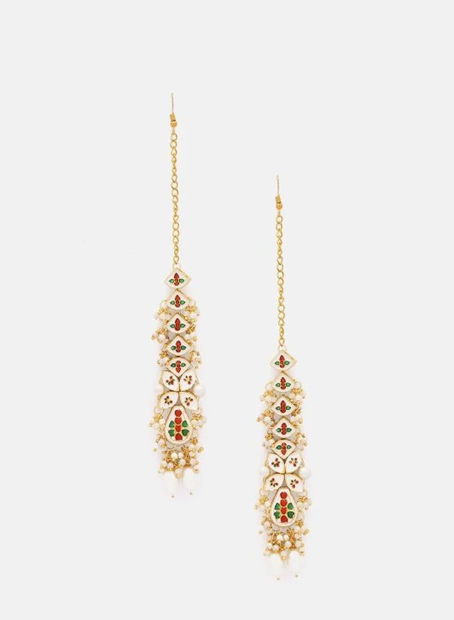 Priyaasi Brass Women Brass Maang Tika with pattern and secured with closure and styled in ideal for Western moments — perfect for fashion-forward occasions.