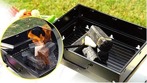 SHULABH CREATIVE Shulabh Creative Folding Portable Outdoor Barbeque Charcoal BBQ Grill Oven Black Carbon Steel Black  - Image 5