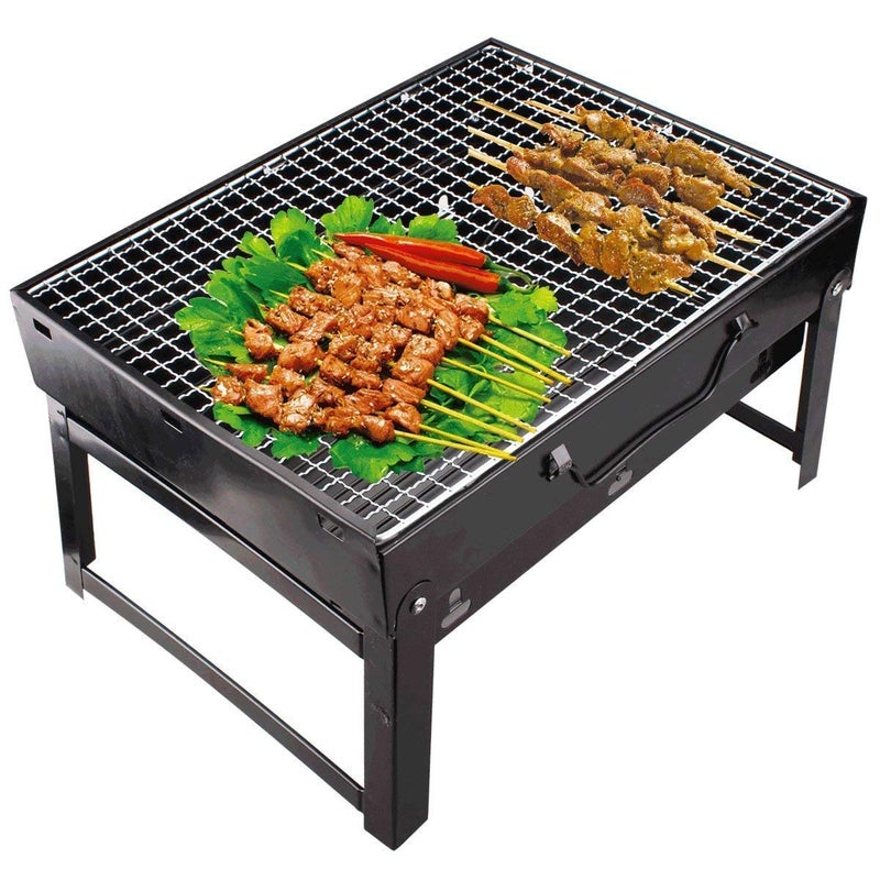 SHULABH CREATIVE Shulabh Creative Folding Portable Outdoor Barbeque Charcoal BBQ Grill Oven Black Carbon Steel Black  - Image 1