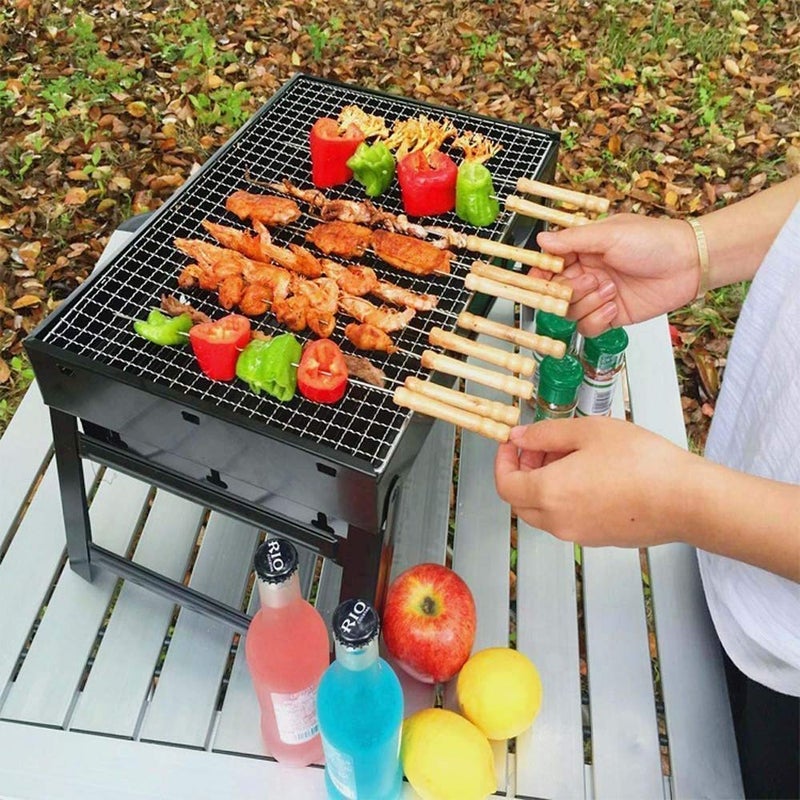 SHULABH CREATIVE Shulabh Creative Folding Portable Outdoor Barbeque Charcoal BBQ Grill Oven Black Carbon Steel Black  - Image 2