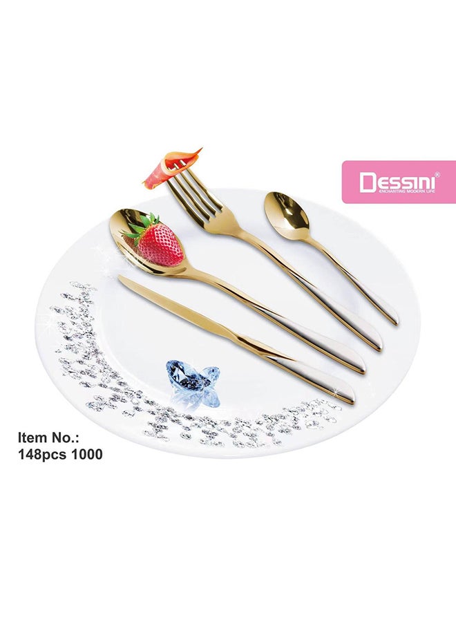 DESSINI طقم أدوات مائدة ديسيني 148 قطعة فضي/ذهبي - Image 1