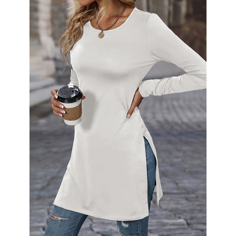 2023 Autumn New Children'S Long Sleeve Slim Slim Split Long T-Shirt - Image 3