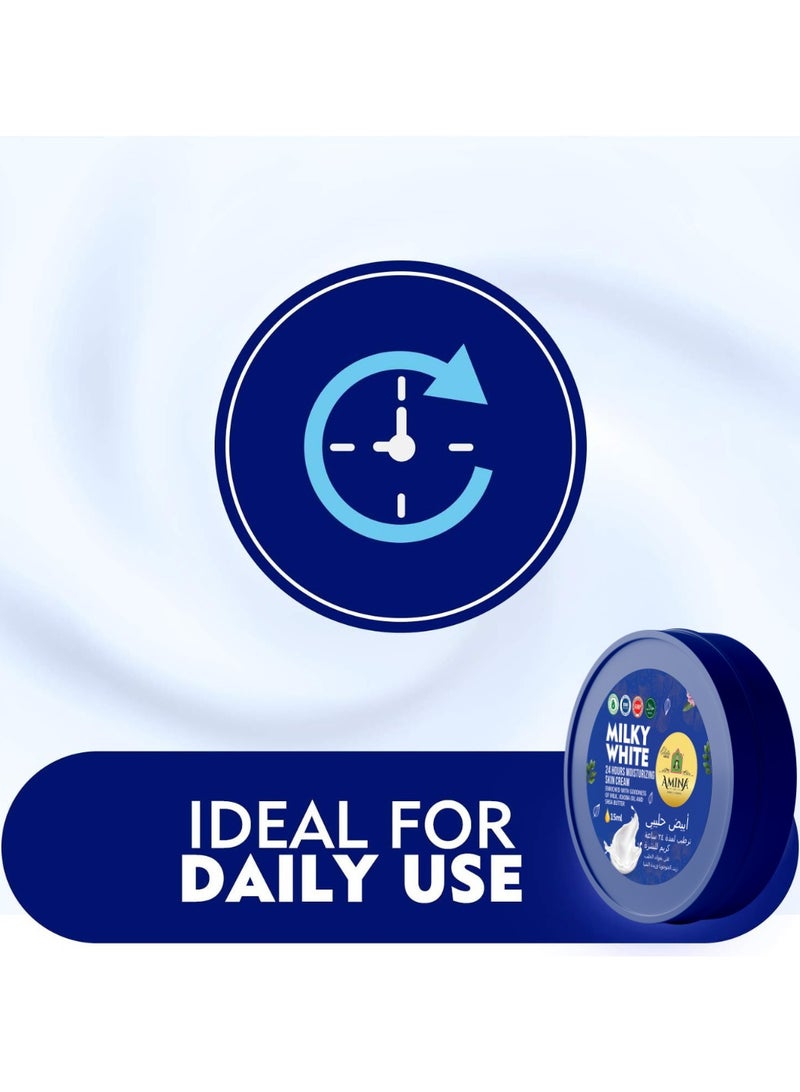 أمينا كريم أمينة ميلكي وايت المرطب بتركيبة خفيفة الوزن ومغذية، كريم تجميل، تبييض البشرة لبشرة ناعمة وملساء، 17 مل (عبوة من 24) - Image 2