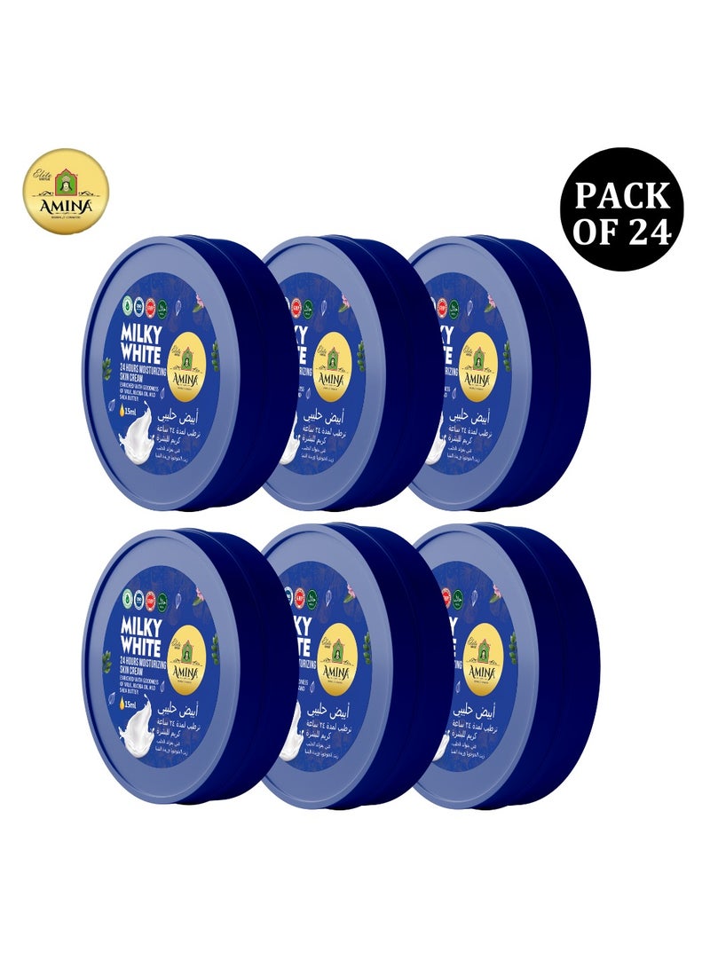 أمينا كريم أمينة ميلكي وايت المرطب بتركيبة خفيفة الوزن ومغذية، كريم تجميل، تبييض البشرة لبشرة ناعمة وملساء، 17 مل (عبوة من 24) - Image 1