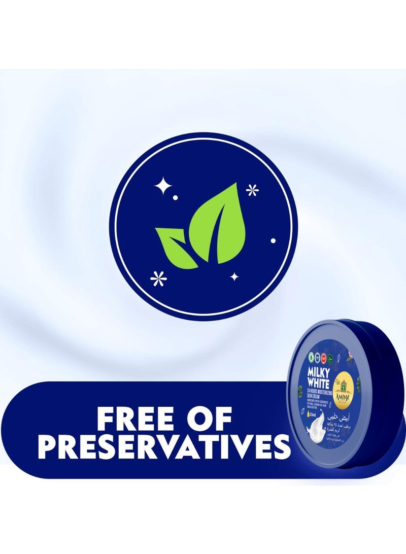 أمينا كريم أمينة ميلكي وايت المرطب بتركيبة خفيفة الوزن ومغذية، كريم تجميل، تبييض البشرة لبشرة ناعمة وملساء، 17 مل (عبوة من 24) - Image 4