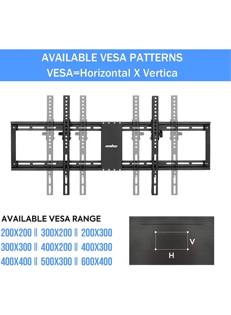 32-85" TV Wall Mount Bracket: Tilt Ultra Slim Fixed TV Mount for LED LCD OLED Plasma TVs with Spirit Level Super Strong 132 lbs Weight Capacity VESA up to 800 x 400 - Image 3