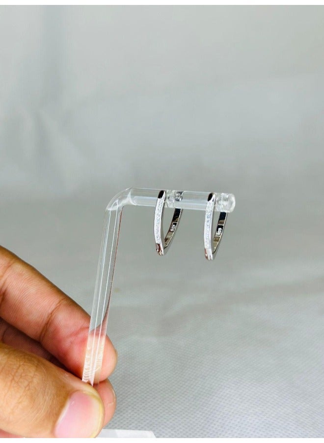 Delicate 1.7 cm Small V-Shaped Zircon Stone Earrings | Elegant Minimalist Jewelry for Women - Image 3