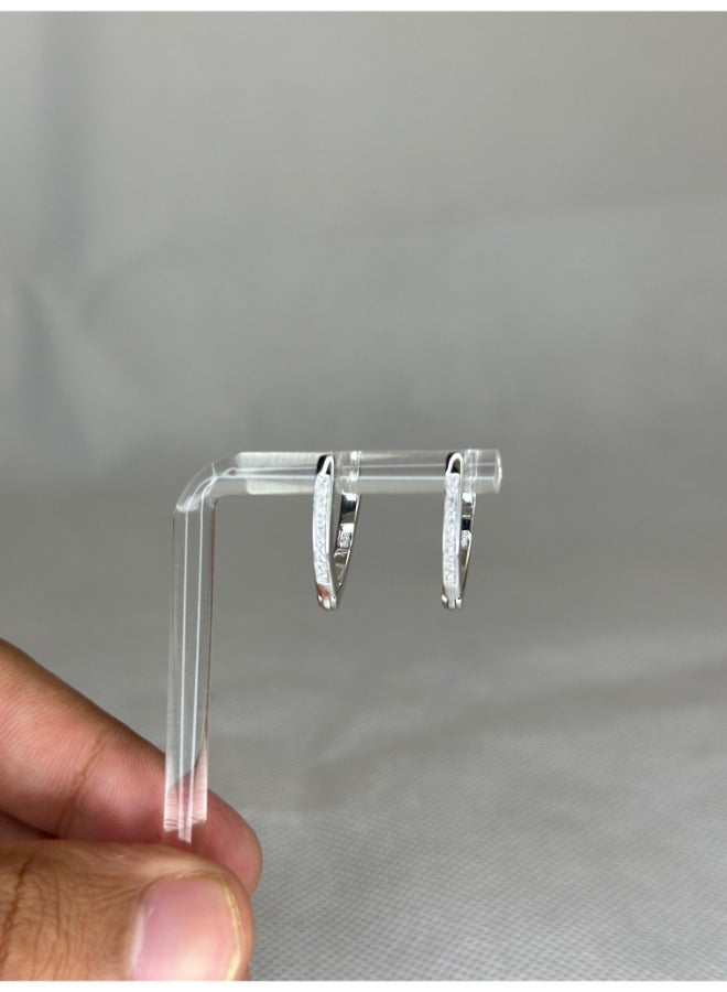 Delicate 1.7 cm Small V-Shaped Zircon Stone Earrings | Elegant Minimalist Jewelry for Women - Image 2