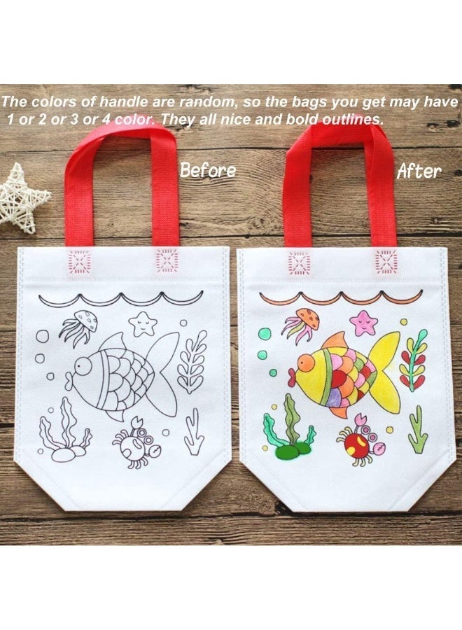 HZYH 12 Pack Reusable Non-Woven Party Favor Bags with Printed Outlines, Eco-Friendly Gift Bags for Events and Group Activities (Random Colors) - Image 4