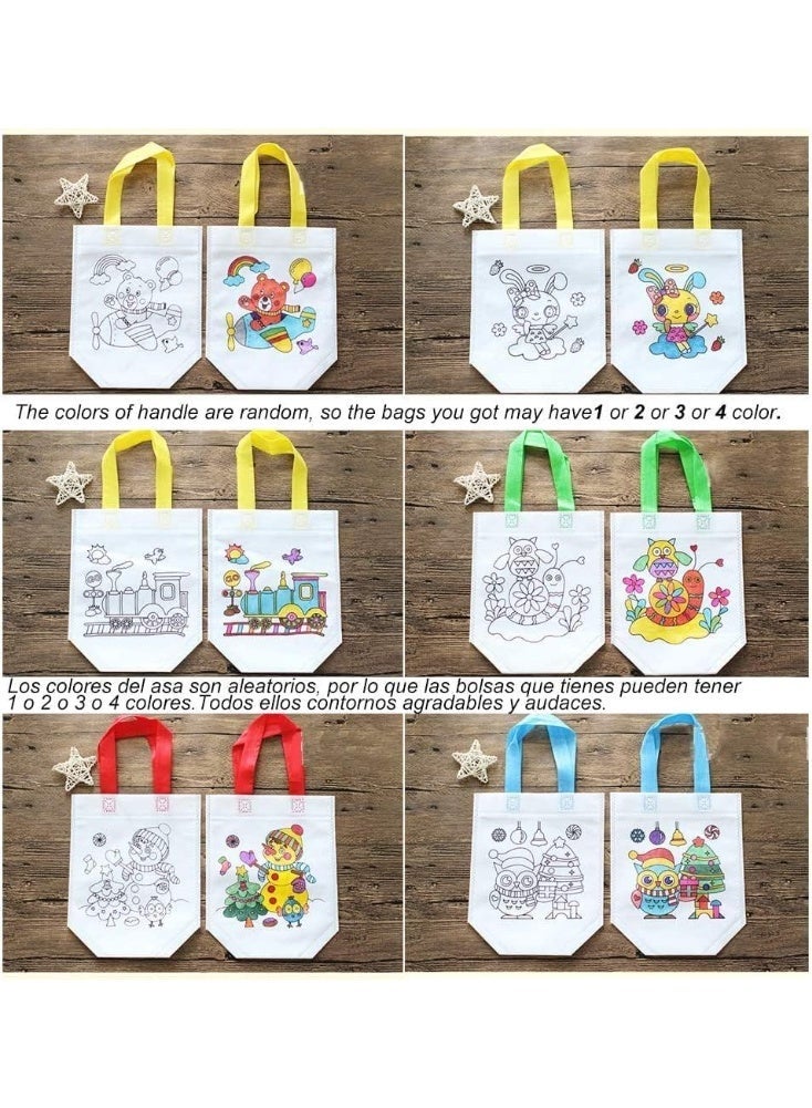 HZYH 12 Pack Reusable Non-Woven Party Favor Bags with Printed Outlines, Eco-Friendly Gift Bags for Events and Group Activities (Random Colors) - Image 5