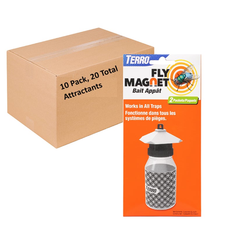 TERRO Fly Magnet Replacement Bait for T380-20 Fly Magnet Trap Attractants - Attract and Trap Flies - Bait for House, Barn, and Bottle Flies - T382, Includes 10 Packs (20 Total) Baits - Image 1