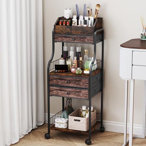 HapiRm Floor Makeup Organizer Storage Vanity Skincare Make Up Organizers and Storage with Drawers Cosmetics Display Cases Holder for Skin Care Nail Polish Perfume Makeup Brush - Image 1