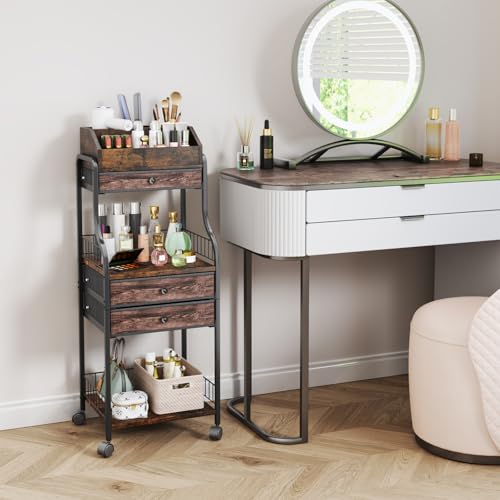 HapiRm Floor Makeup Organizer Storage Vanity Skincare Make Up Organizers and Storage with Drawers Cosmetics Display Cases Holder for Skin Care Nail Polish Perfume Makeup Brush - Image 3