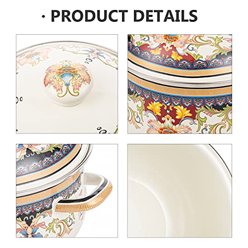 OLYTARU Retro Flower Enamel Stockpot with Lid,Stockpots for Cooking (5L-Mysterious Flower) - Image 4