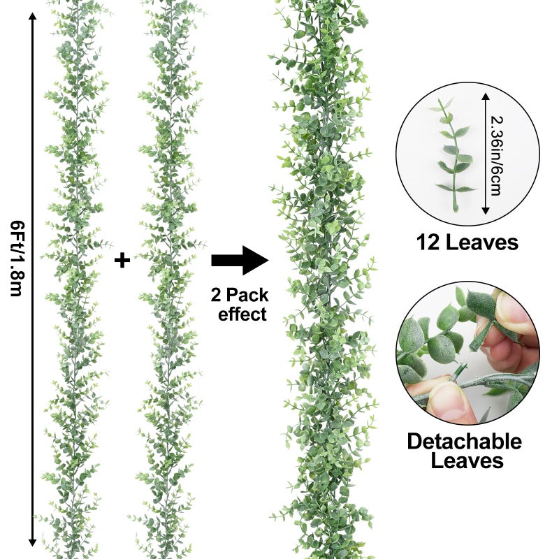 Dolicer 10 Pack Eucalyptus Garland  60FT Faux Eucalyptus Greenery Garland  Artificial Eucalyptus Leaves Vine  Fake Hanging Eucalyptus Garlands Wedding Backdrop Arch Wall Table Party Decor (Grey Green) - Image 4
