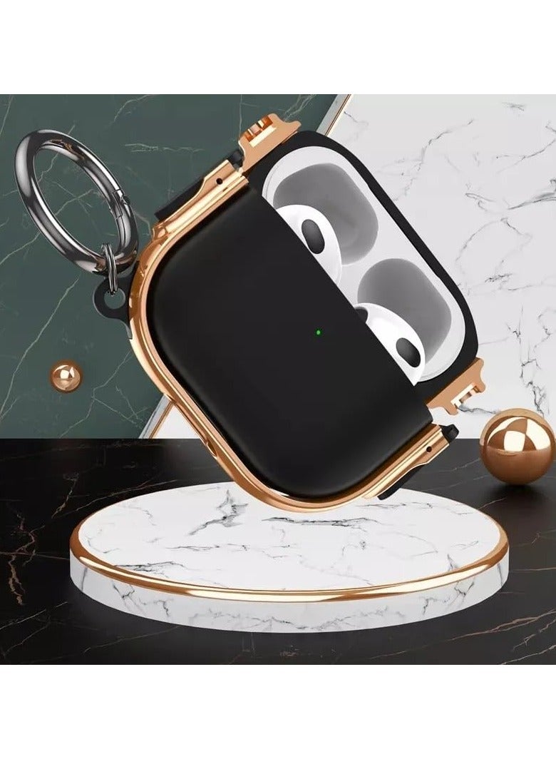 case for AirPods Pro 2nd Generation case 2022, Secure Lock Clip AirPod Pro 2 case, Hybrid Material, Full Body Protective Cover for New AirPod Pro 2 & AirPod Pro (Black And Rose Gold)  - Image 3