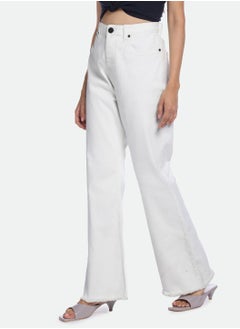 Dennis Lingo White Bootcut Jeans for Women - Denim Twill, Solid, Mid-Rise, Full Length, Button & Zip, Casual  - Image 2