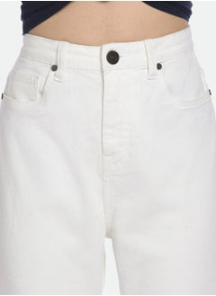 Dennis Lingo White Bootcut Jeans for Women - Denim Twill, Solid, Mid-Rise, Full Length, Button & Zip, Casual  - Image 4