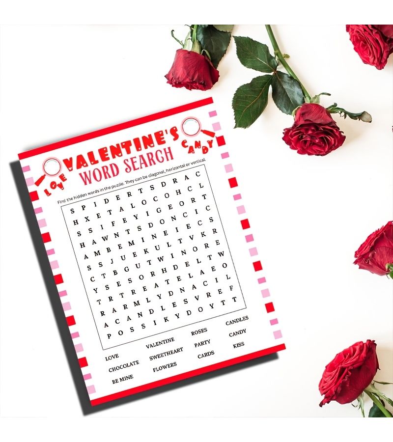 20pcs Valentine Word Search Cards Fun English Love Themed Party Activities for Couples Romantic Holiday Gift - Image 4