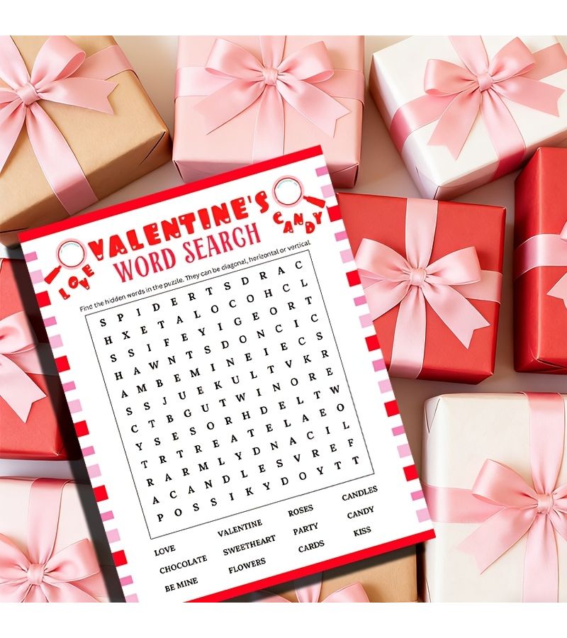 20pcs Valentine Word Search Cards Fun English Love Themed Party Activities for Couples Romantic Holiday Gift - Image 3