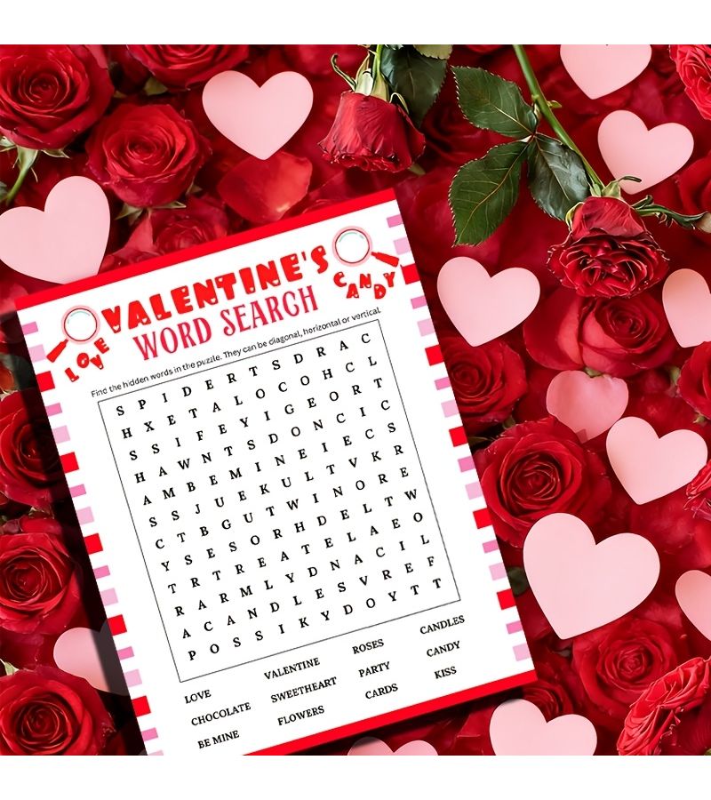 20pcs Valentine Word Search Cards Fun English Love Themed Party Activities for Couples Romantic Holiday Gift - Image 5