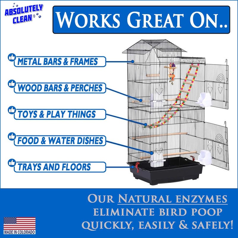 Absolutely Clean Amazing Bird Cage Cleaner and Deodorizer - Just Spray/Wipe - Safely & Easily Removes Bird Messes Quickly and Easily - Made in The US - Fragrance Free (16oz Pack of 1) - Image 3
