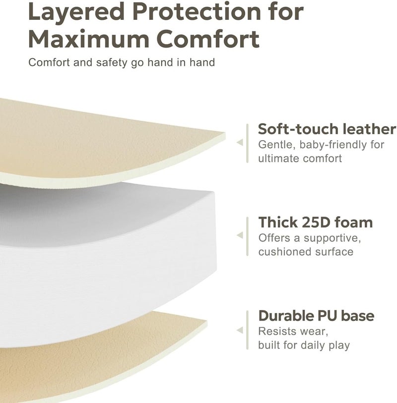 Baby Foam Mat - Thick Soft Non-Toxic Vegan Leather Play Mat, Waterproof, 120x120CM - Image 5
