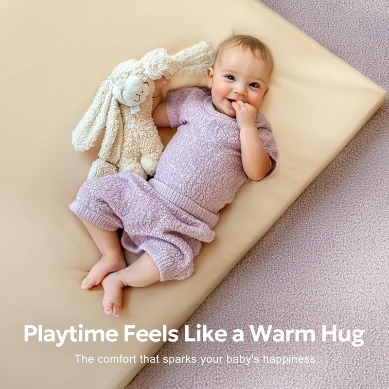 Baby Foam Mat - Thick Soft Non-Toxic Vegan Leather Play Mat, Waterproof, 120x120CM - Image 4