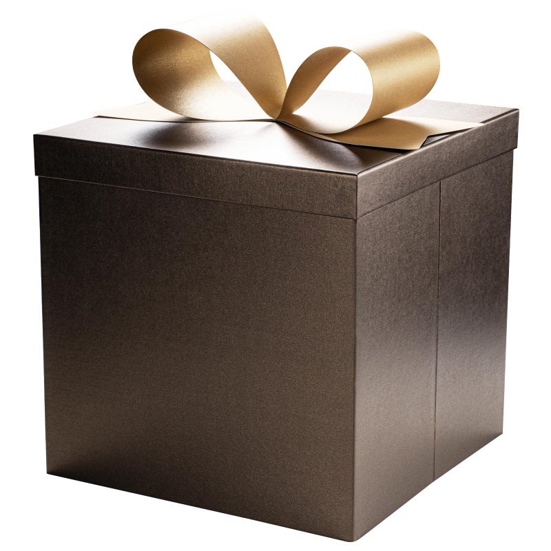LaRibbons Large Gift Boxes with Lids 10x10x10 Inches Brown Coffee Square Foldable Gift Boxes for Birthday Wedding Christmas Baby Shower Party All Occasion - Image 2