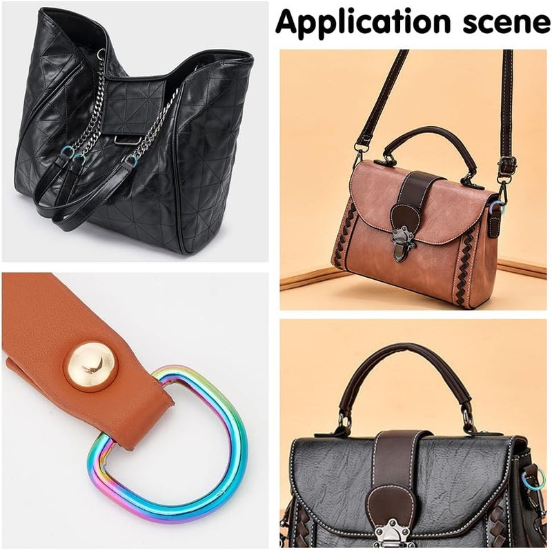 كلاراكو klarako 10 قطع من حلقات معدنية متعددة الأغراض بألوان قوس قزح، 13.5/16/20/26/32 مم حلقات معدنية نصف دائرية على شكل حرف D، مشبك، ملحقات DIY لسلاسل المفاتيح وحقائب الأمتعة والملابس ومشاريع الخياطة - Image 5