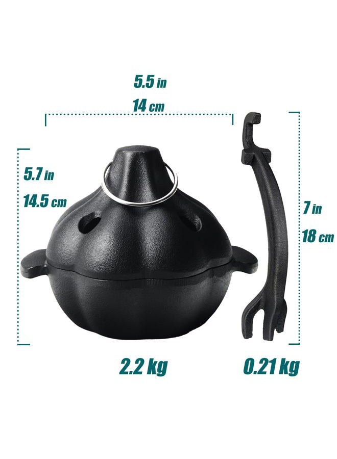 IPROUDER Cast Iron Garlic Roaster with Handle, Smoker Roaster, Garlic Cooker, Cast Iron Baker, Mini Roasting Pot, Potato Baker, Mini Cocotte, Used in the Kitchen Oven or Outdoors on a BBQ Grill Stove - Image 2
